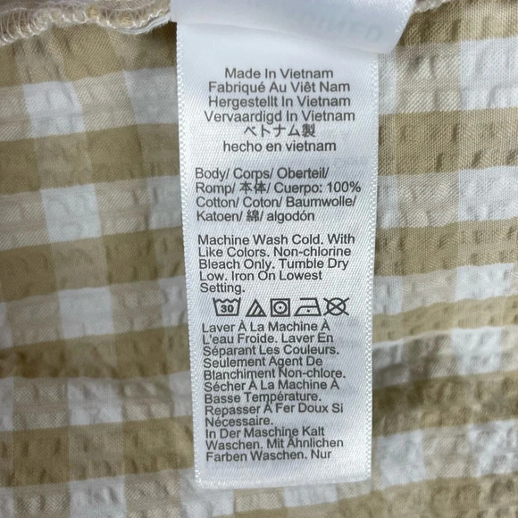 J. Crew Dress Womens 2 Seersucker Ruffle Gingham Modest Neutral Boho Prairie - Picture 11 of 11